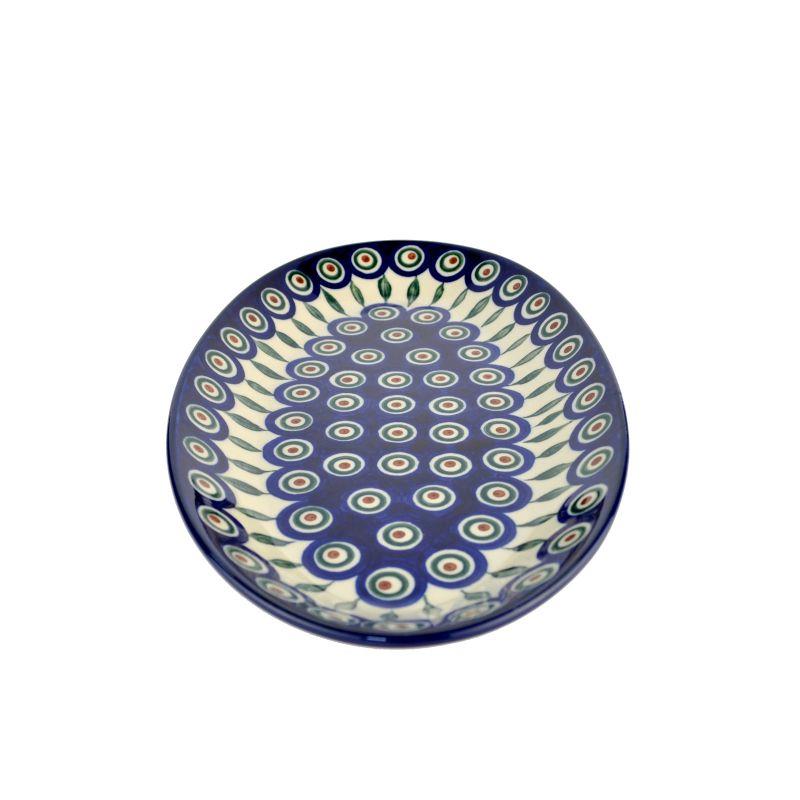 Oval Platter - Green, Red & White Spots - Peacock - 29.5x17.5cms - 0201-0054X - Polish Pottery