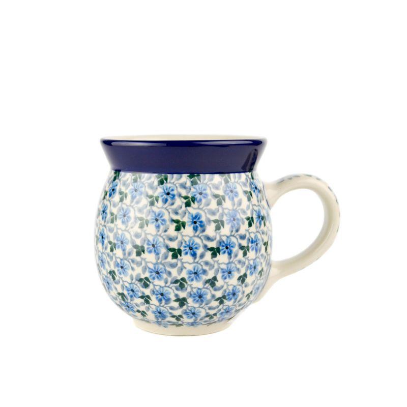 Small Round Mug - Blue Flowers - 240ml - 0070-2162X - Polish Pottery