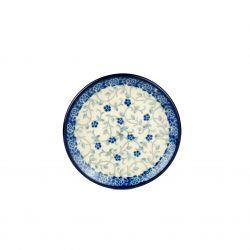 Round Tea Bag/Trinket Dish - Tiny Blue Flowers - 10cms - 0262-1952X - Polish Pottery