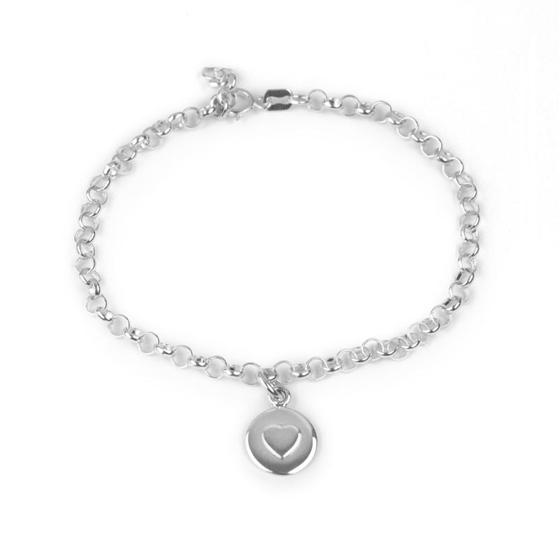 Sterling Silver - Love Circle Bracelet - Silver Heart - Tales From The Earth