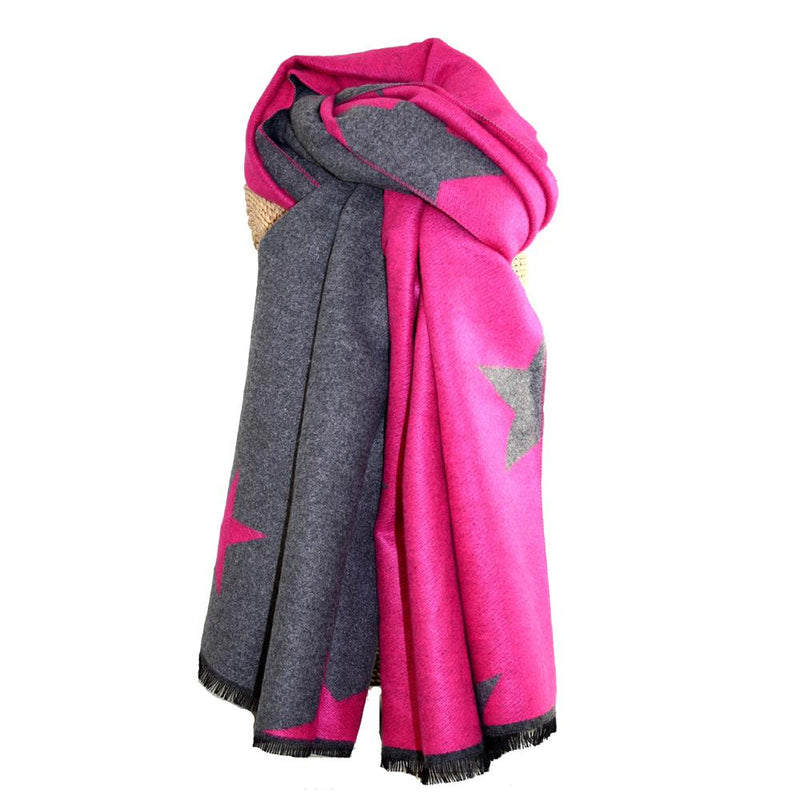 Lua - Cosy Knit Reversible Scarf - Stars - 190 x 65cms - 4 Colour Options