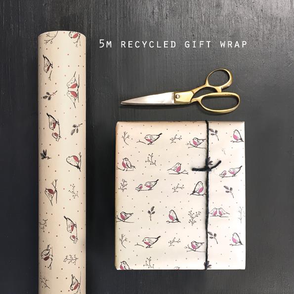 Gift Wrap - 5m Kraft Roll Recycled Wrapping Paper - Cream - Robins - East Of India