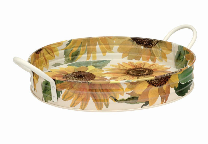 Emma Bridgewater - Large Deep Round Tin Tray With Handles - Flowers/Sunflowers