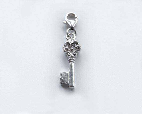 Sterling Silver Charm - Tales From The Earth - Key - Presented In Pale Blue Gift Box