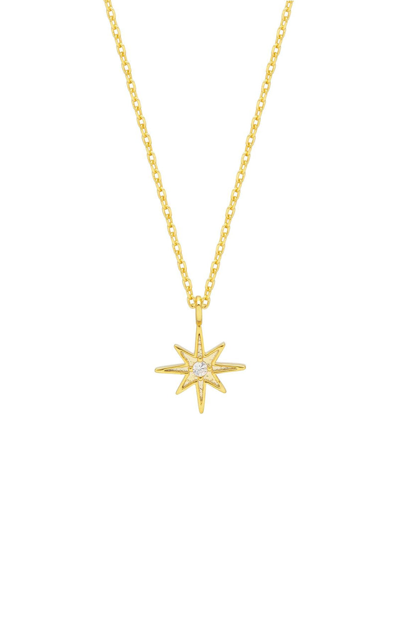 North Star Cubic Zirconia Necklace - Gold Plated - Make A Wish - Estella Bartlett