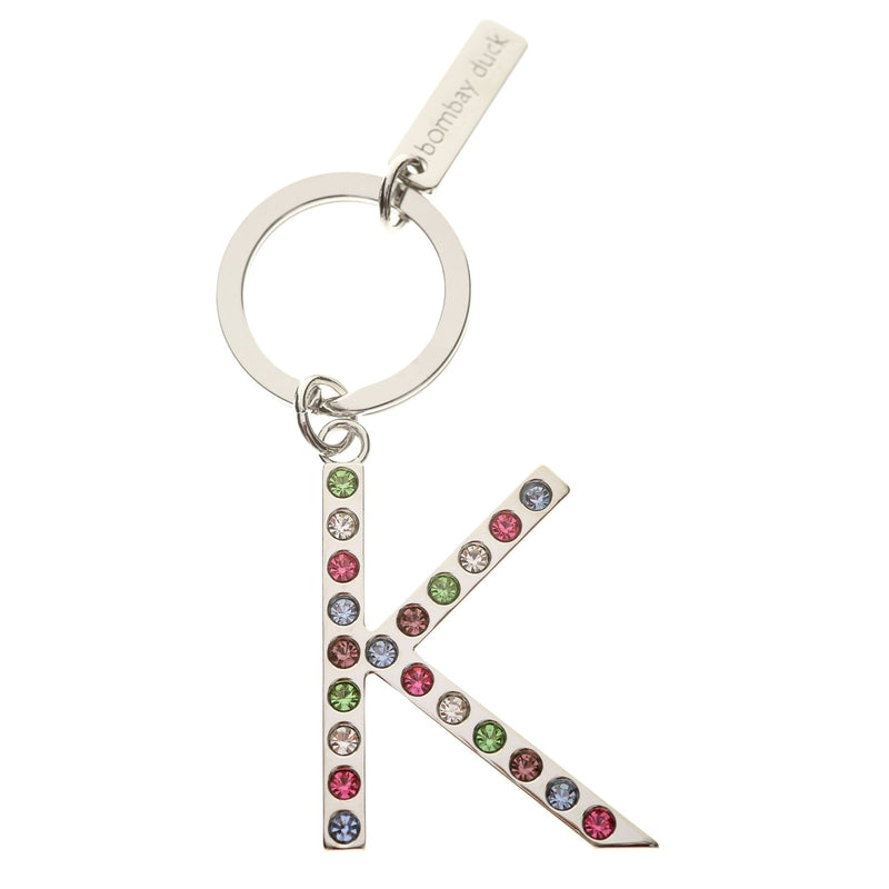 Bombay Duck - Multi-Coloured Diamante Alphabet Keyring - A to Z