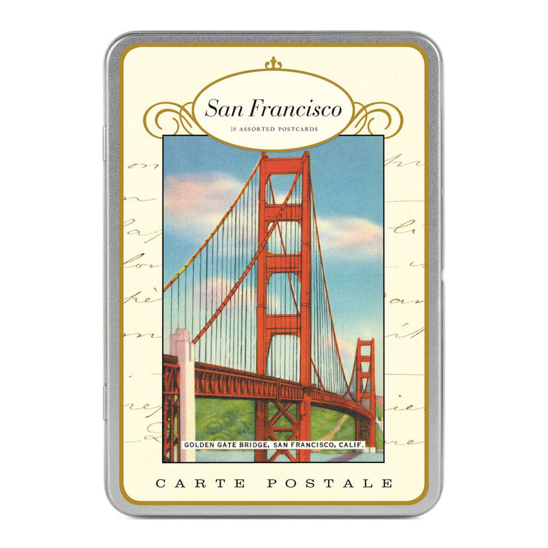 Cavallini - Carte Postale - San Francisco - Tin of 18 Postcards - 9 Designs/2 Per Design