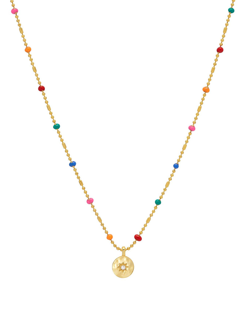 Cubic Zirconia Rainbow Beaded Necklace - Gold Plated - Live Colourfully - Estella Bartlett