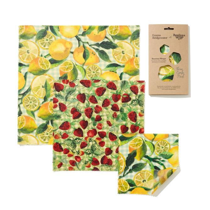 The Beeswax Wrap Company - Strawberries & Lemons - Beeswax Food Wraps - 4 Combinations Available