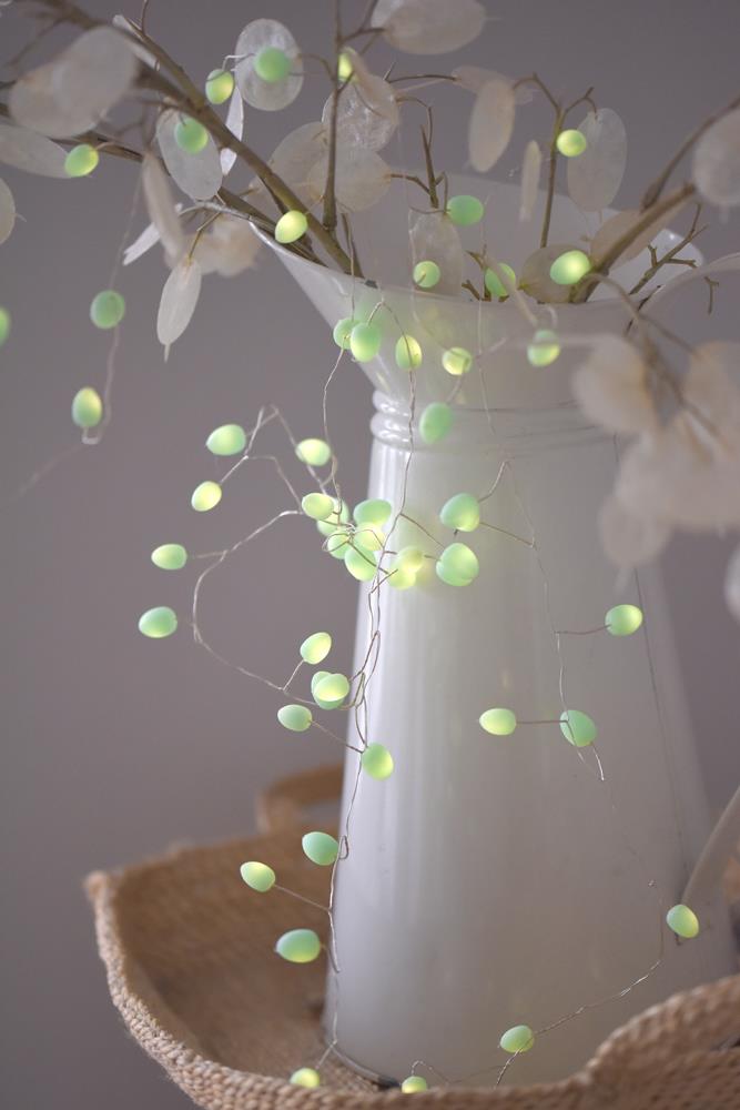 Teardrops - Mint Green - 60 LED Indoor Light Chain With Built In Timer - Battery Powered