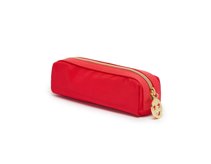 Pencil Case/Make Up Case - Red/Gold Smiley Face - 19x6x6cms - Estella Bartlett