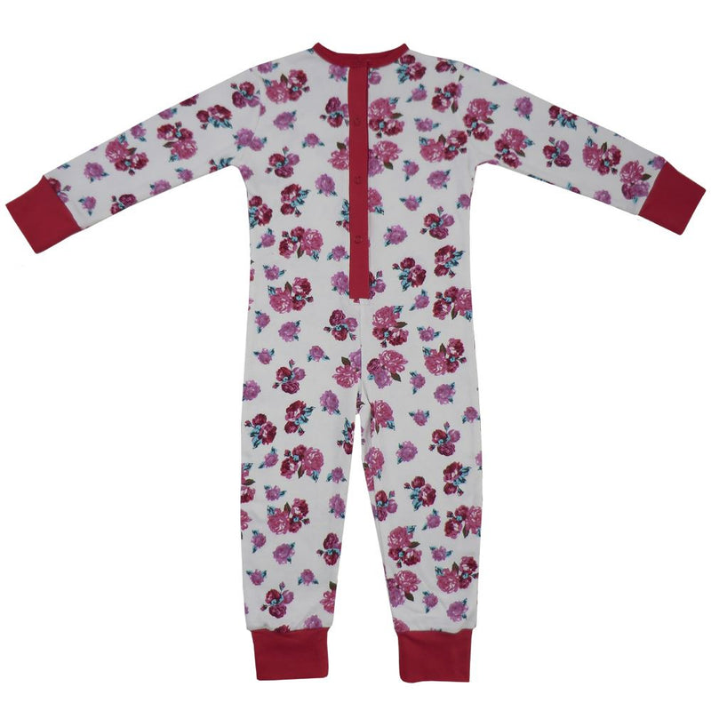 100% Cotton All-In-One/Onesie - Beautifully Soft - Red Roses - Powell Craft - Ages 2-9