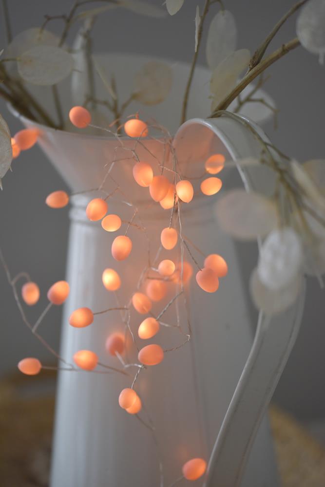 Teardrops - Peach - 60 LED Indoor Light Chain With Built In Timer - Battery Powered
