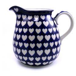 Flower/Water/Milk Jug - Hearts - 1.5 Litre - 0077-0375JX - Polish Pottery