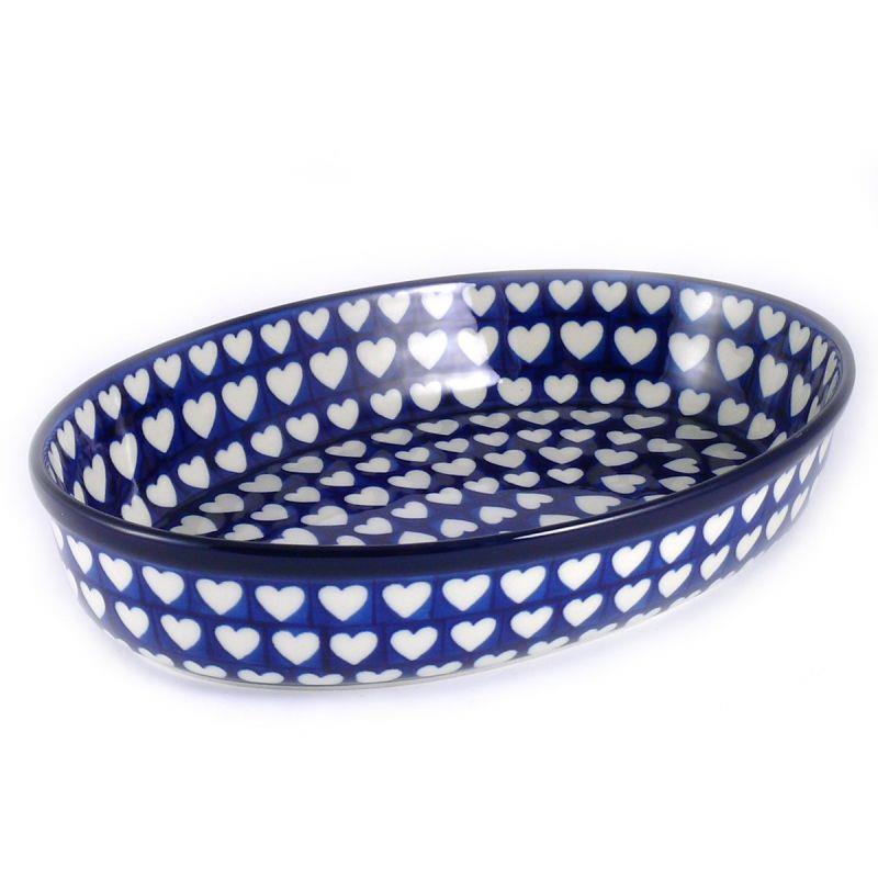 Oval Dish - Hearts - 31x21.5x6cms - 0297-0375JX - Polish Pottery