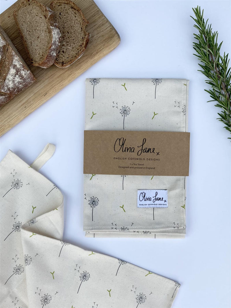 Olivia Jane Designs - 100% Cotton Tea Towel 50 x 70cms - Dandelion Wishes