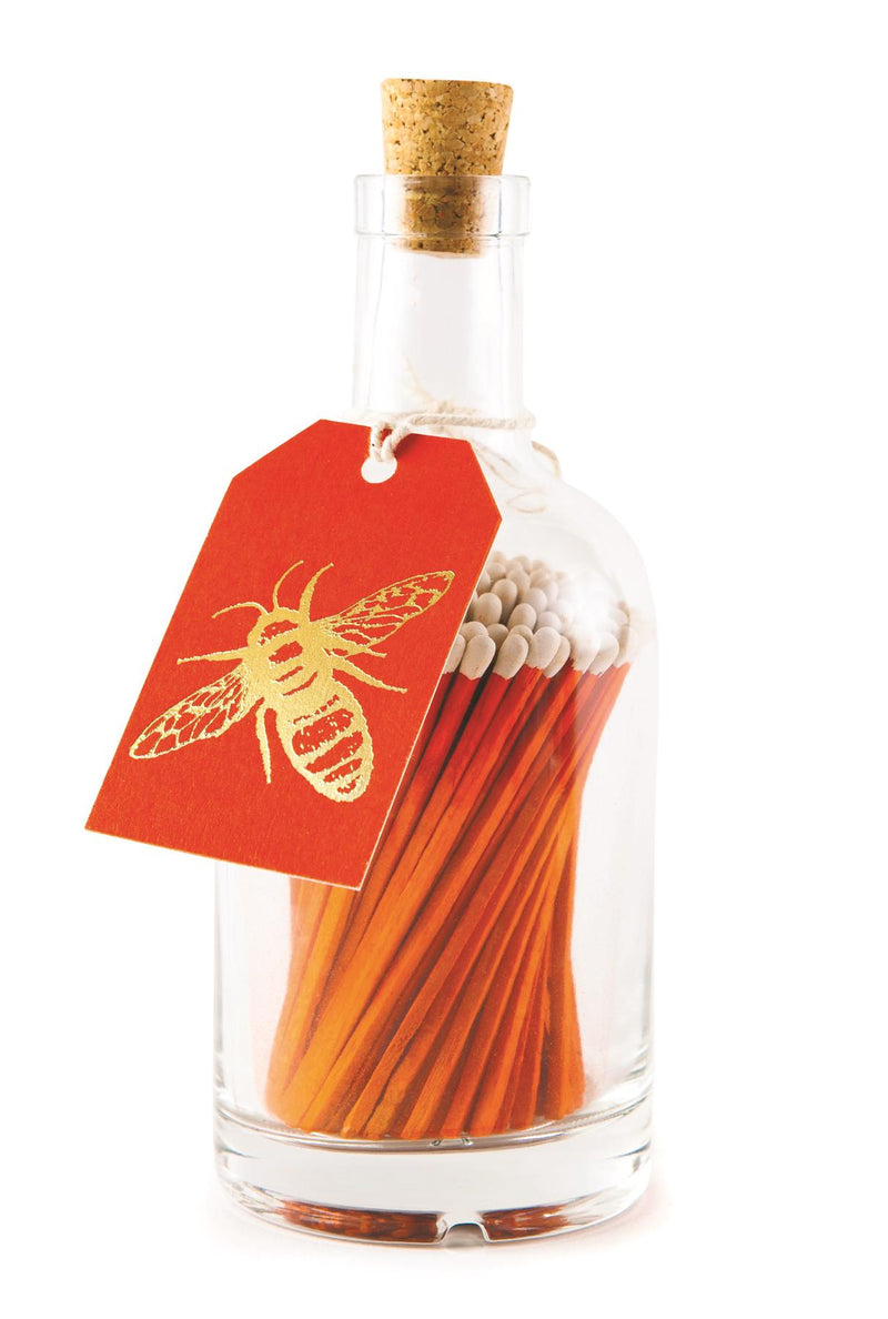 Orange/Gold Bee (GB51) - Glass Bottle - 125 Luxury Safety Matches - Archivist