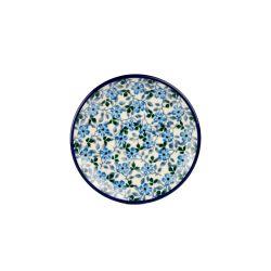 Round Tea Bag/Trinket Dish - Blue Flowers - 10cms - 0262-2162X - Polish Pottery