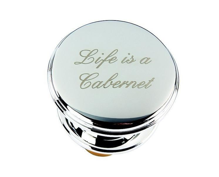 Roberts & Dore - Silver Plated Bottle Stopper - Life Is A Cabernet - Gift Boxed