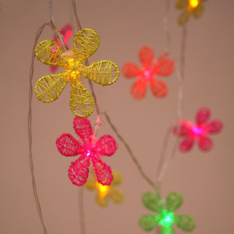 Neon Flowers - 12 LED Indoor String Light Chain - Battery Powered