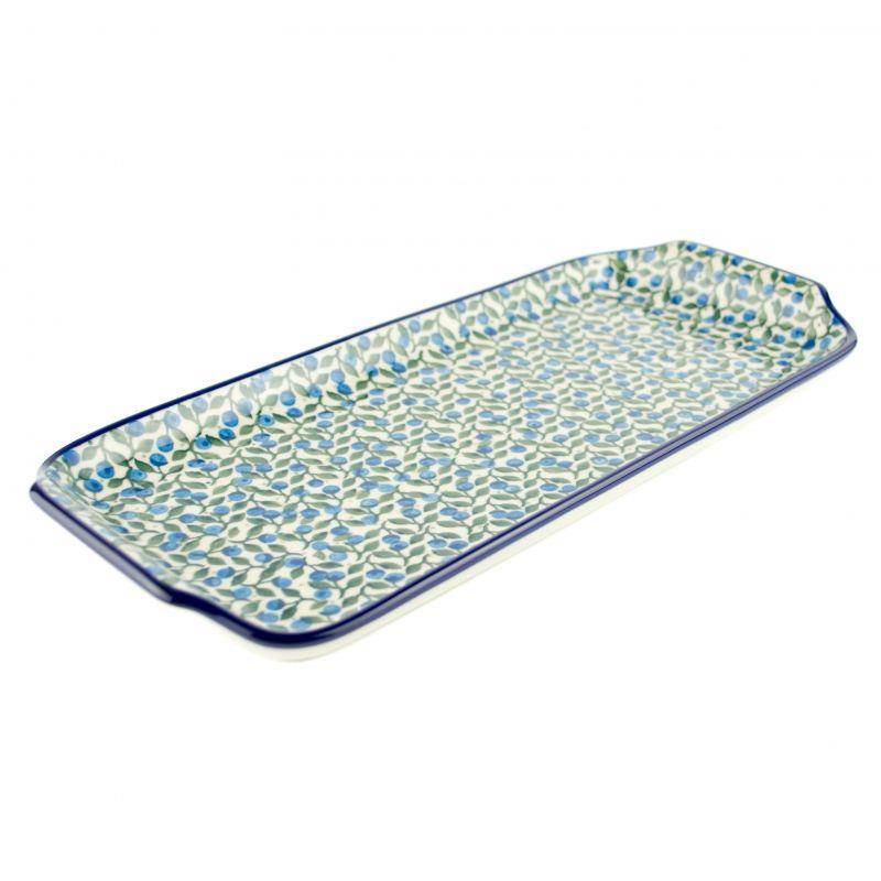 Oblong Platter - Blue Berries - 32x14.5cms - 0410-1658X - Polish Pottery