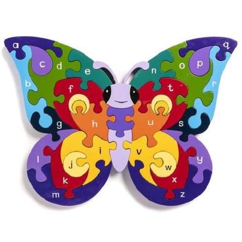 Alphabet Jigsaws - Butterfly Puzzle Lowercase abc - Chunky, Bright & Educational - 34x20cms