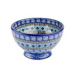 French Bowl - Blue Mosaics - 0206-1917X - 14 x 8.5cms - Polish Pottery