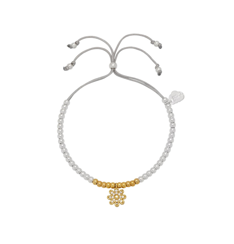 Daisy Wildflower Cubic Zirconia Charm Liberty Bracelet - Gold & Silver Plated -  She Believed She Could - Estella Bartlett