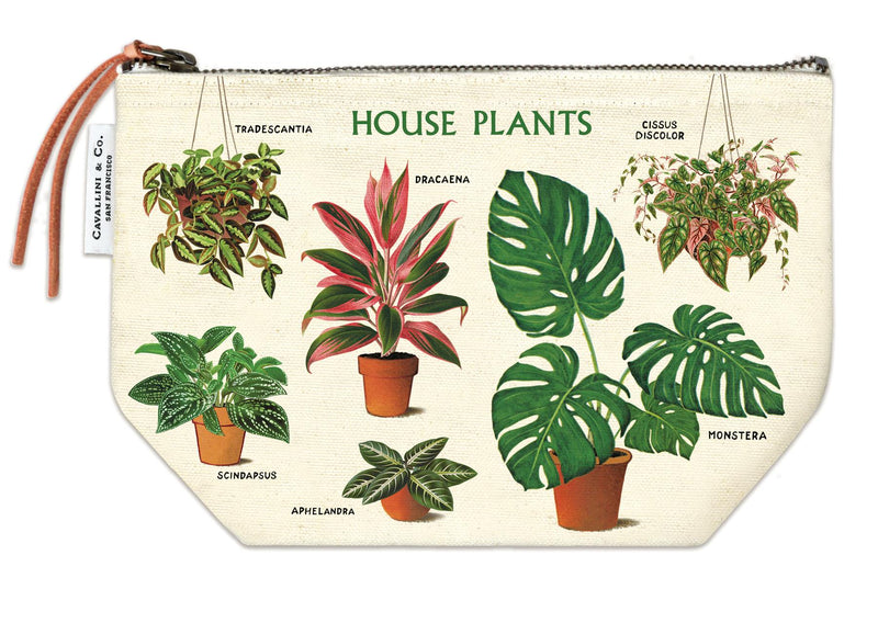 Cavallini - 100% Natural Cotton Vintage Pouch Bag - 15x22cms - House Plants