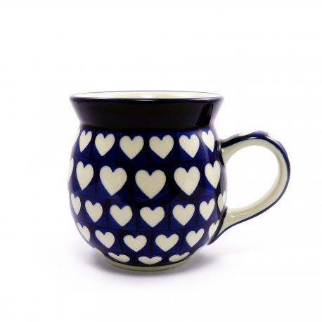 Extra Large Round Mug - Hearts - 500ml - 0073-0375JX - Polish Pottery