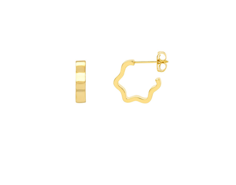 Flat Wave Hoop Earrings - Gold Plated - Estella Bartlett