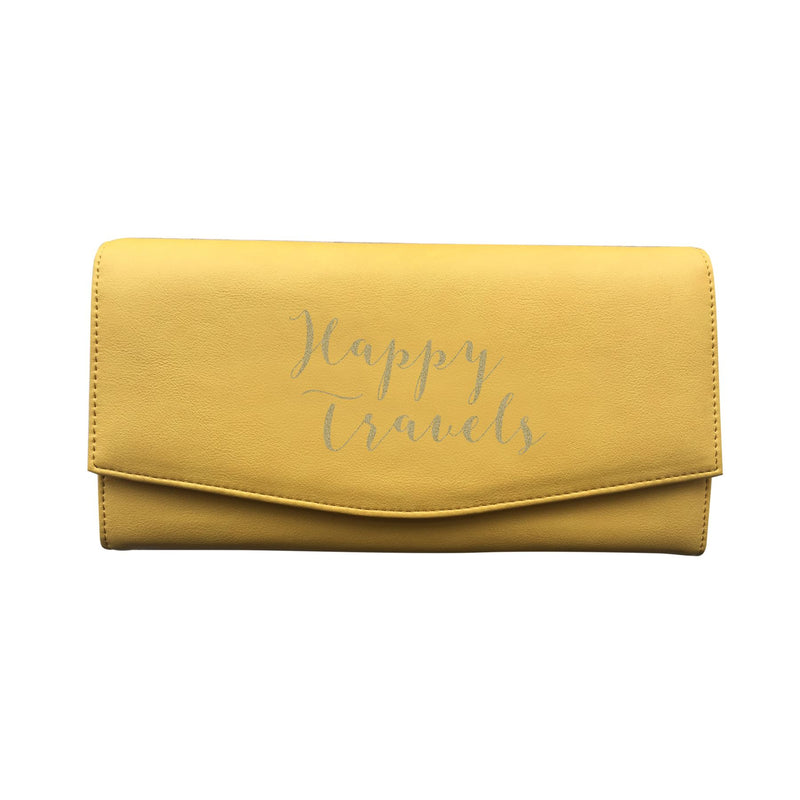 Bombay Duck - Happy Travels - Sunshine Yellow/Gold Travel Wallet - Printed Faux Leather