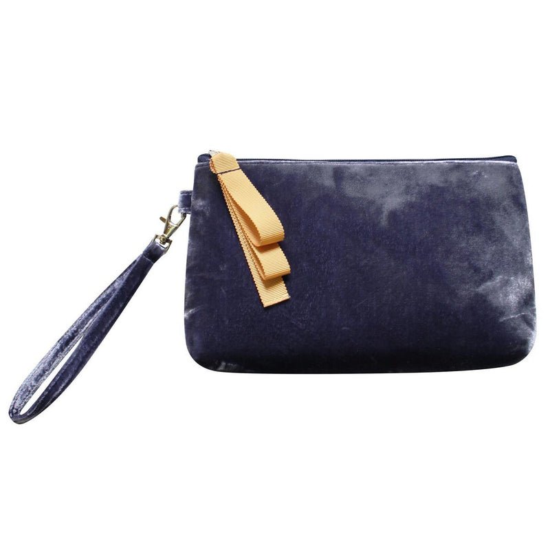 Earth Squared - Velvet Clutch Bag/Purse - Navy Blue - 23 x 13 x 5cms