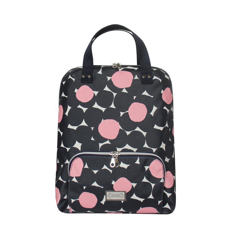 Earth Squared - Oil Cloth Backpack - Florence - Navy Blue & Pink Blossom - 36x37x10cms