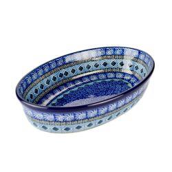 Oval Dish - Blue Mosaics - 16 x 24 x 6cms - 0299-1917X - Polish Pottery