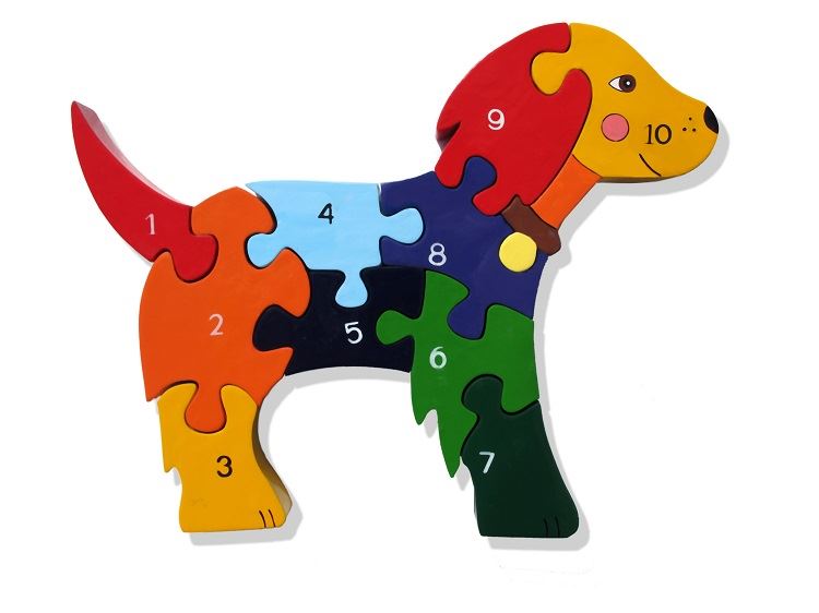 Dog 1-10 Number Jigsaw Puzzle - Chunky, Bright & Educational - 23x19cms