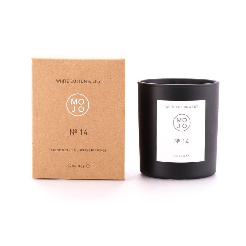 Mojo - Soya Wax Candle 220g/60hrs Burn Time - No 14 - White Cotton & Lily