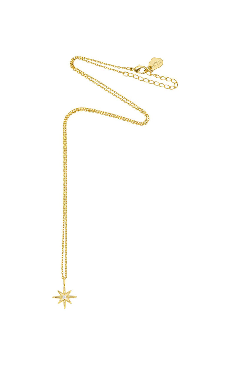 North Star Cubic Zirconia Necklace - Gold Plated - Make A Wish - Estella Bartlett