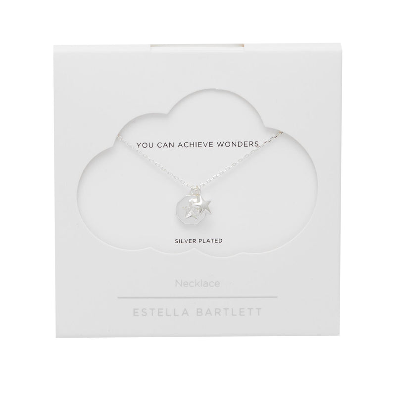 Star Concave Charm Necklace - Silver Plated - You Can Achieve Wonders- Estella Bartlett