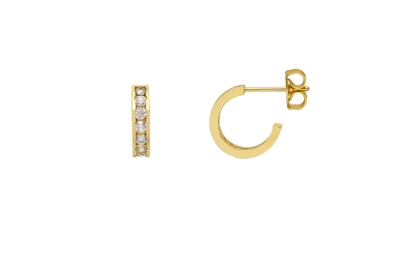 Cubic Zirconia Pave Set Everyday Hoop Earrings - Gold Plated - Estella Bartlett