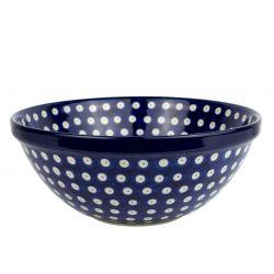 Medium Salad/Fruit Bowl - Blue Eyes/Blue With White Spots - 0056-0070AX - 23.5 x 11cms - Polish Pottery