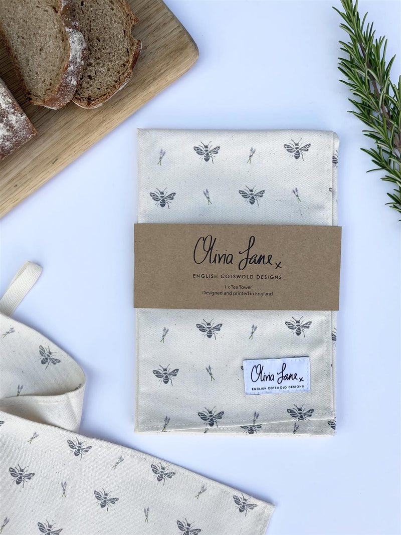 Olivia Jane Designs - 100% Cotton Tea Towel 50 x 70cms - Flying Solo Bee