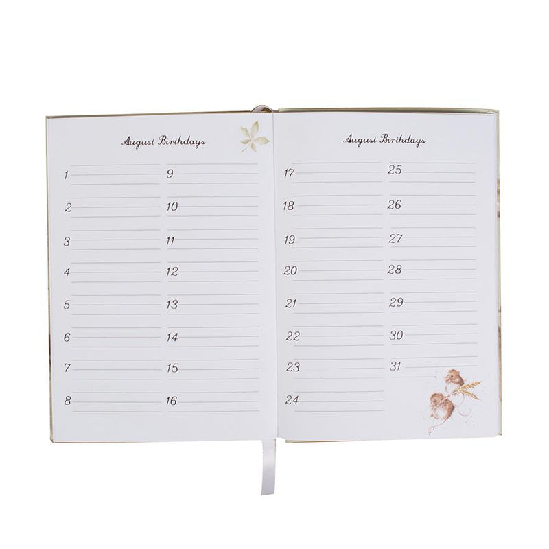 Address  & Birthday Book - Anniversary Owls - Fully Illustrated - 16.8 x 11.8cms - Wrendale Designs