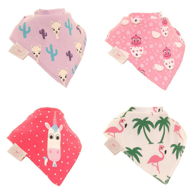Stripey Cats Lovable Characters - Absorbant Bandana Dribble Bibs - Pack of 4 - Suitable From Birth - Ziggle