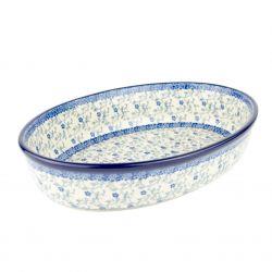 Oval Dish - Tiny Blue Flowers - 27x19.5x6cms - 0298-1952X - Polish Pottery