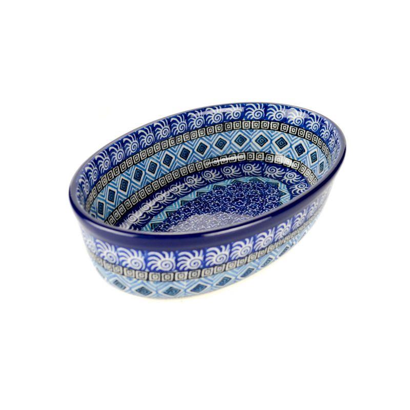 Oval Dish - Blue Mosaics - 13x20.5x6cms - 0351-1917X - Polish Pottery