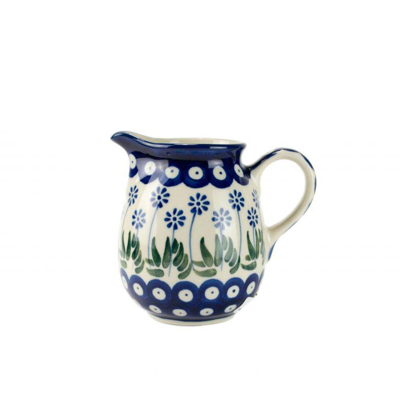 Creamer Milk Jug - Daisies & Blue Spots - 350ml - B84-0377EX - Polish Pottery