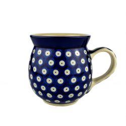 Extra Large Round Mug - Blue Eyes/Blue With White Spots - 500ml - 0073-0070AX - Polish Pottery