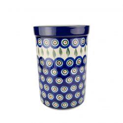 Kitchen Utensils Jar/Pot - Green, Red & White Spots - Peacock - 20 x 14cms - 0169-0054X - Polish Pottery