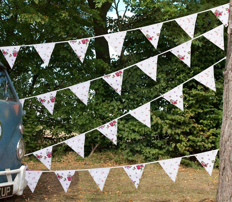 100% Cotton Bunting - Floral Cottage - 10m/33 Double Sided Flags